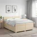 vidaXL Boxspring ágy matraccal Krémszínű 200 x 200 cm Szövet