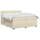 vidaXL Boxspring ágy matraccal Krémszínű 200 x 200 cm Szövet