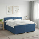 vidaXL Boxspring ágy matraccal fejtámlával Kék 200 x 200 cm Szövet