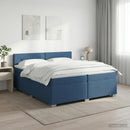 vidaXL Boxspring ágy matraccal fejtámlával Kék 200 x 200 cm Szövet
