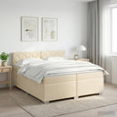 vidaXL Boxspring ágy matraccal Krémszínű 200 x 200 cm Szövet