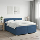 vidaXL Boxspring ágy matraccal fejtámlával Kék 200 x 200 cm Szövet