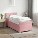 vidaXL Boxspring ágy matraccal Rózsaszín 100 x 200 cm Bársony
