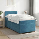 vidaXL Boxspring ágy matraccal Sötét kék 100 x 200 cm Bársony