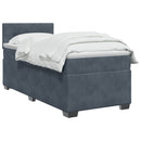 vidaXL Boxspring ágy matraccal Sötétszürke 90 x 190 cm Bársony