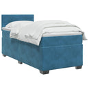 vidaXL Boxspring ágy matraccal Sötét kék 90 x 190 cm Bársony