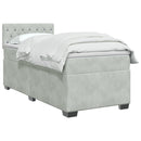 vidaXL Boxspring ágy matraccal Világosszürke 90 x 200 cm Bársony