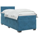 vidaXL Boxspring ágy matraccal Sötét kék 100 x 200 cm Bársony
