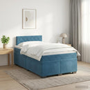 vidaXL Boxspring ágy matraccal Sötét kék 120 x 200 cm Bársony