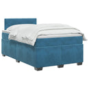 vidaXL Boxspring ágy matraccal fejtámlával Kék 120 x 190 cm Bársony