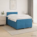 vidaXL Boxspring ágy matraccal fejtámlával Kék 120 x 190 cm Bársony