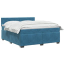 vidaXL Boxspring ágy matraccal Sötét kék 140 x 190 cm Bársony
