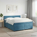 vidaXL Boxspring ágy matraccal Sötét kék 140 x 200 cm Bársony