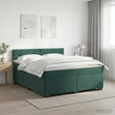 vidaXL Boxspring ágy matraccal Sötétzöld 160 x 200 cm Bársony