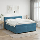 vidaXL Boxspring ágy matraccal Sötét kék 140 x 190 cm Bársony