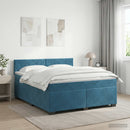 vidaXL Boxspring ágy matraccal Sötét kék 160 x 200 cm Bársony