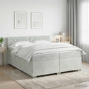 vidaXL Boxspring ágy matraccal Világosszürke 200 x 200 cm Bársony