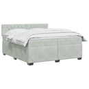 vidaXL Boxspring ágy matraccal Világosszürke 200 x 200 cm Bársony