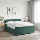 vidaXL Boxspring ágy matraccal Sötétzöld 200 x 200 cm Bársony