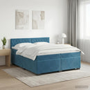 vidaXL Boxspring ágy matraccal Sötét kék 200 x 200 cm Bársony