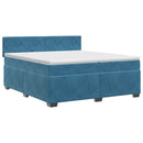 vidaXL Boxspring ágy matraccal Sötét kék 200 x 200 cm Bársony