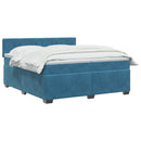 vidaXL Boxspring ágy matraccal Sötét kék 200 x 200 cm Bársony