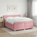 vidaXL Boxspring ágy matraccal Rózsaszín 200 x 200 cm Bársony