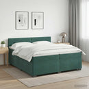 vidaXL Boxspring ágy matraccal Sötétzöld 200 x 200 cm Bársony
