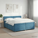 vidaXL Boxspring ágy matraccal Sötét kék 200 x 200 cm Bársony