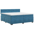 vidaXL Boxspring ágy matraccal Sötét kék 200 x 200 cm Bársony