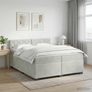vidaXL Boxspring ágy matraccal Világosszürke 200 x 200 cm Bársony