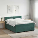 vidaXL Boxspring ágy matraccal Sötétzöld 200 x 200 cm Bársony