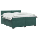 vidaXL Boxspring ágy matraccal Sötétzöld 200 x 200 cm Bársony