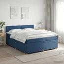 vidaXL Boxspring ágy matraccal fejtámlával Kék 160 x 200 cm Szövet