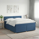 vidaXL Boxspring ágy matraccal fejtámlával Kék 140 x 190 cm Szövet