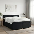 vidaXL Boxspring ágy matraccal fejtámlával Fekete 200 x 200 cm Szövet