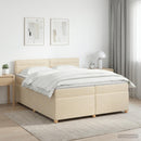 vidaXL Boxspring ágy matraccal Krémszínű 200 x 200 cm Szövet