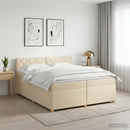 vidaXL Boxspring ágy matraccal Krémszínű 200 x 200 cm Szövet