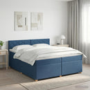 vidaXL Boxspring ágy matraccal fejtámlával Kék 200 x 200 cm Szövet