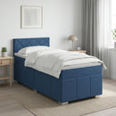 vidaXL Boxspring ágy matraccal fejtámlával Kék 100 x 200 cm Szövet