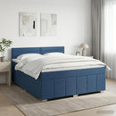 vidaXL Boxspring ágy matraccal fejtámlával Kék 140 x 200 cm Szövet