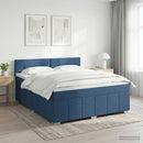 vidaXL Boxspring ágy matraccal fejtámlával Kék 140 x 190 cm Szövet