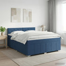 vidaXL Boxspring ágy matraccal fejtámlával Kék 140 x 190 cm Szövet