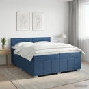 vidaXL Boxspring ágy matraccal fejtámlával Kék 200 x 200 cm Szövet