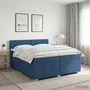 vidaXL Boxspring ágy matraccal fejtámlával Kék 200 x 200 cm Szövet