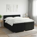 vidaXL Boxspring ágy matraccal fejtámlával Fekete 200 x 200 cm Szövet