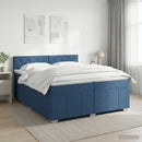 vidaXL Boxspring ágy matraccal fejtámlával Kék 200 x 200 cm Szövet