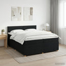 vidaXL Boxspring ágy matraccal fejtámlával Fekete 200 x 200 cm Szövet