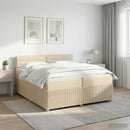 vidaXL Boxspring ágy matraccal Krémszínű 200 x 200 cm Szövet