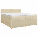 vidaXL Boxspring ágy matraccal Krémszínű 200 x 200 cm Szövet